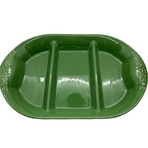 Sur La Table Green Three Section Dishwasher Safe Baking Dish Platter Snack Tray